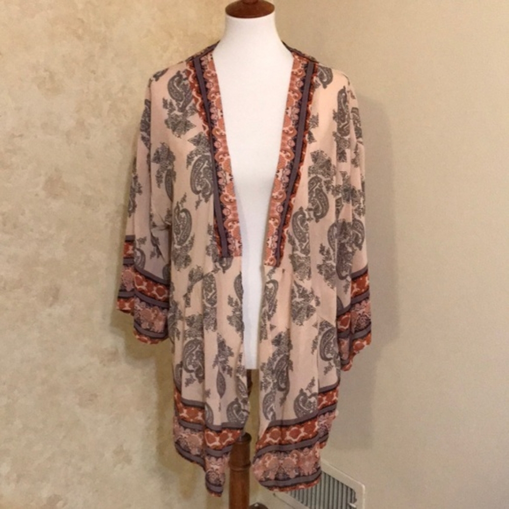 Cute Paisley Kimono Boho Chiffon Blouse